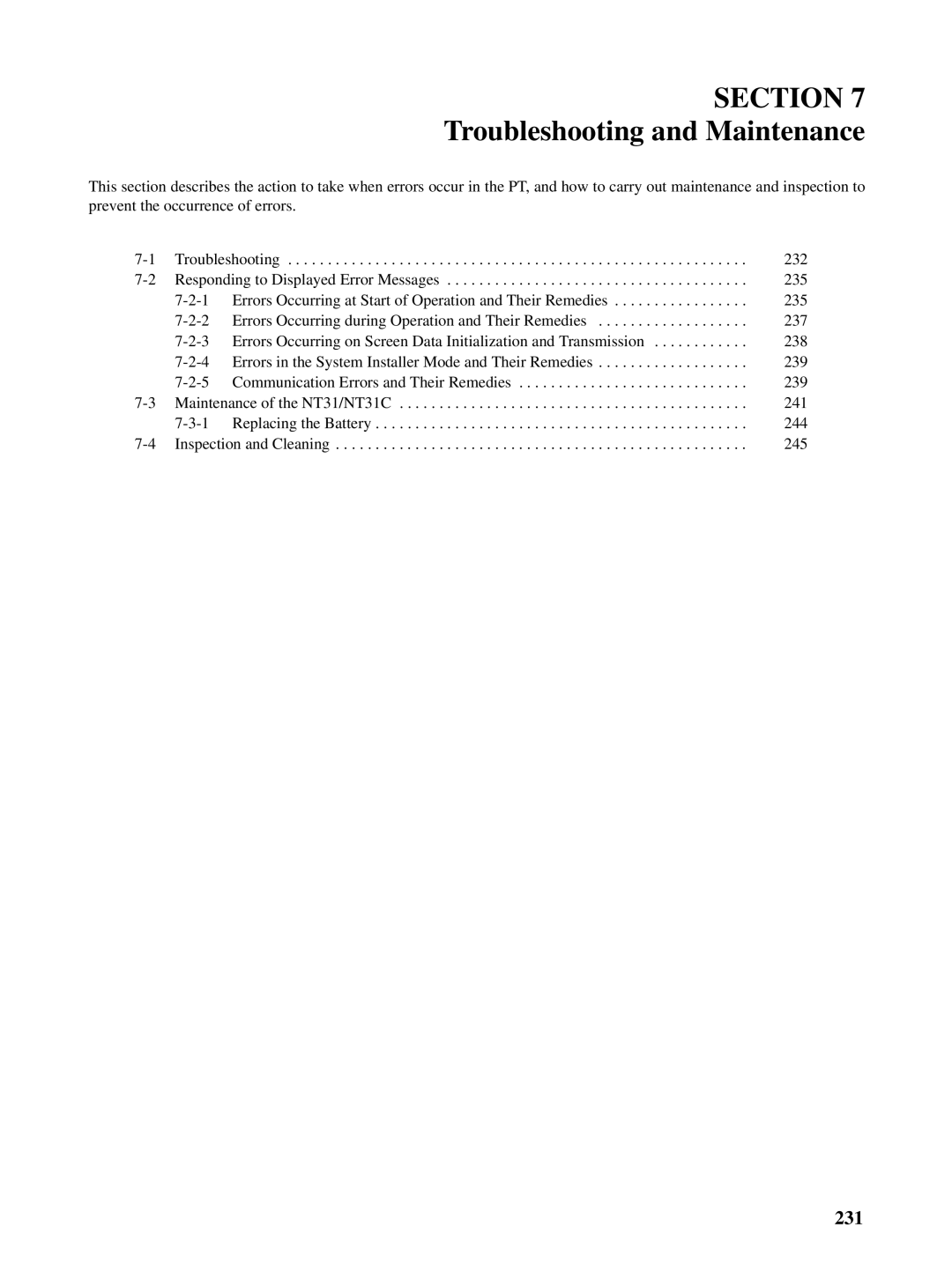 Omron NT31 NT31C manual Troubleshooting and Maintenance 