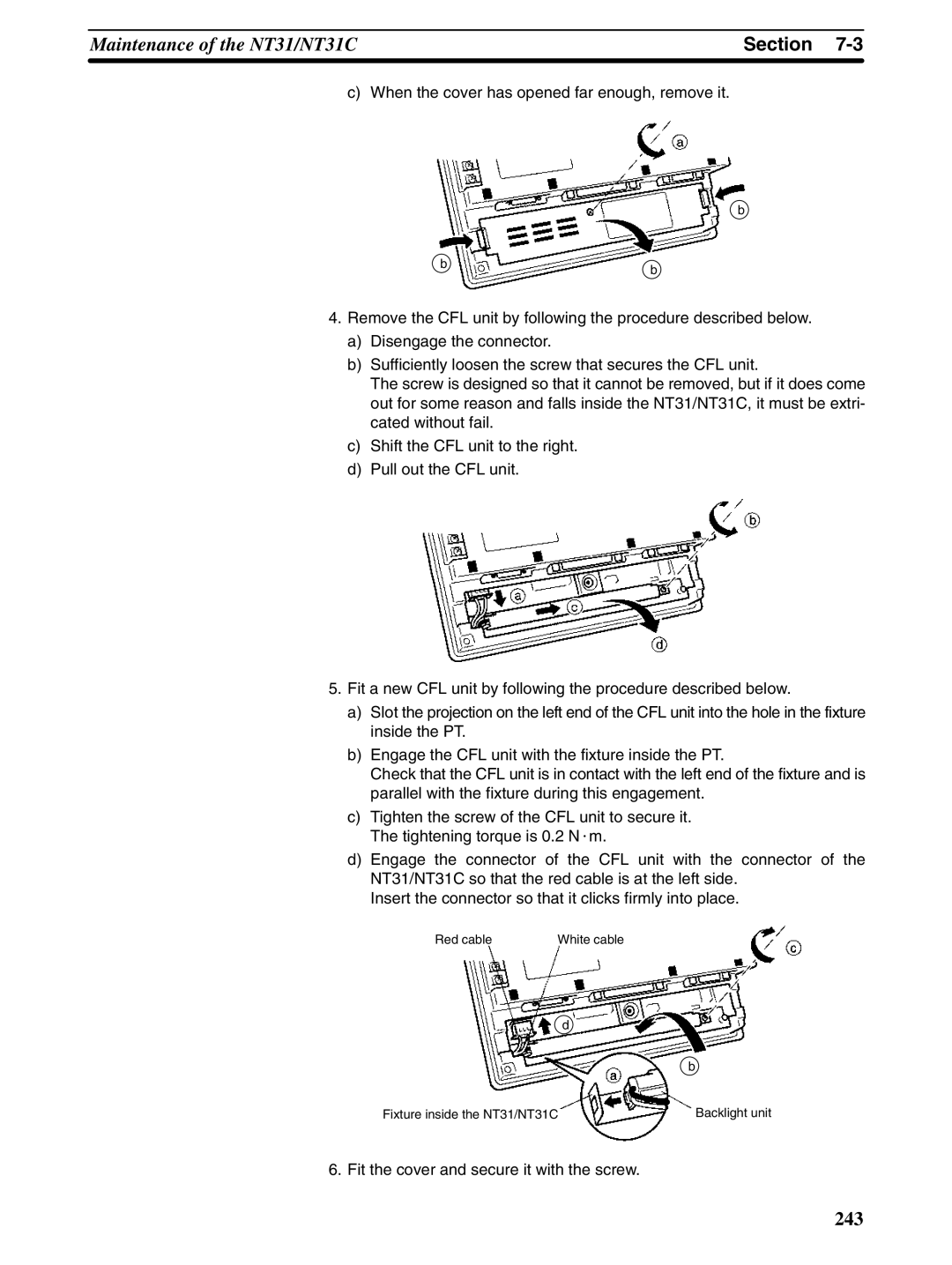 Omron NT31 NT31C manual Fit the cover and secure it with the screw 