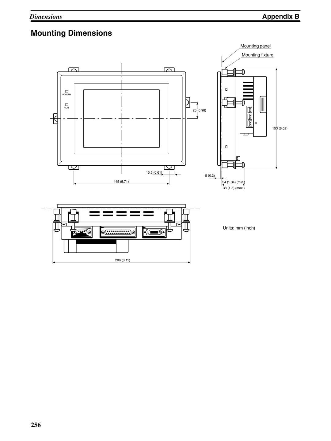 Omron NT31 NT31C manual Mounting Dimensions 