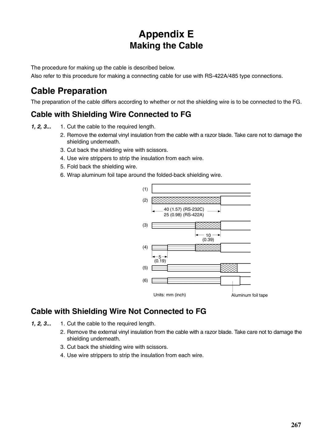 Omron NT31 NT31C manual Making the Cable, Cable Preparation, Cable with Shielding Wire Connected to FG 