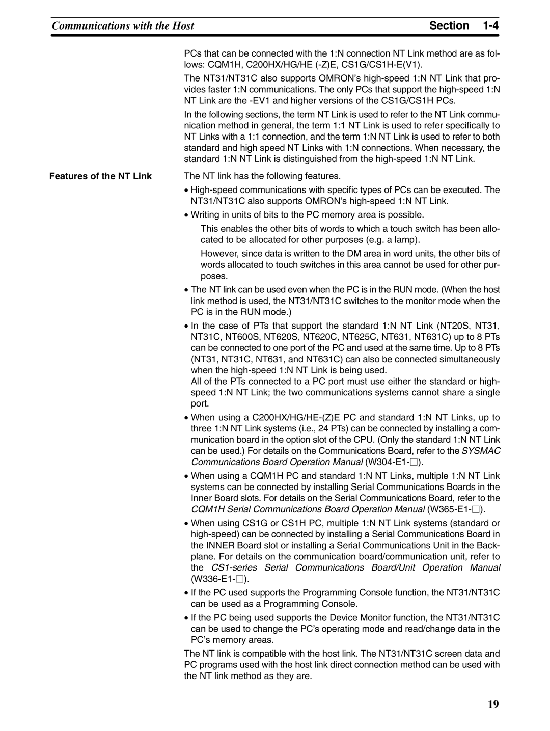 Omron NT31 NT31C manual Section 