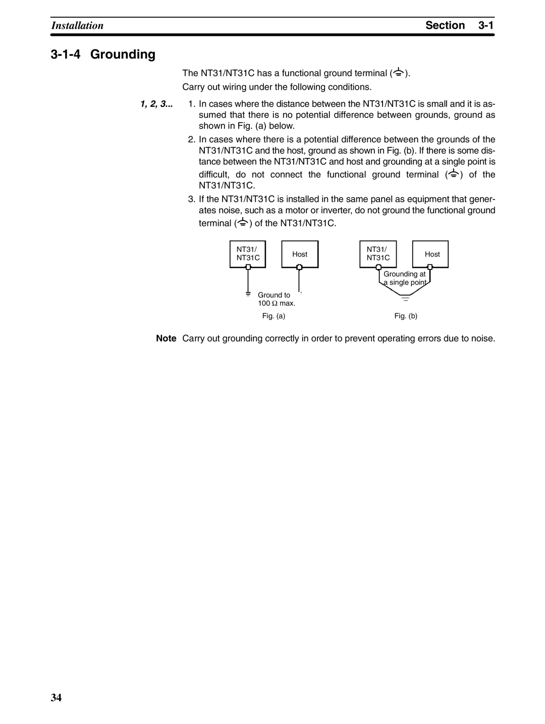 Omron NT31 NT31C manual Grounding, Fig. a 