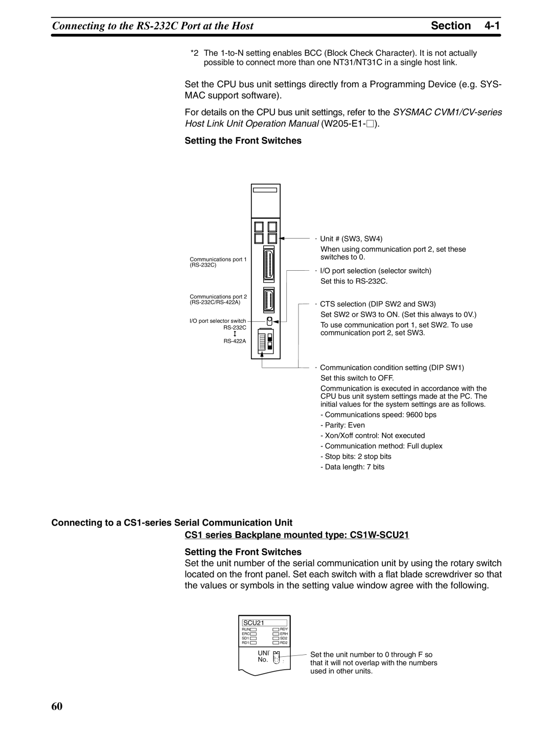 Omron NT31 NT31C manual Set the unit number to 0 through F so 