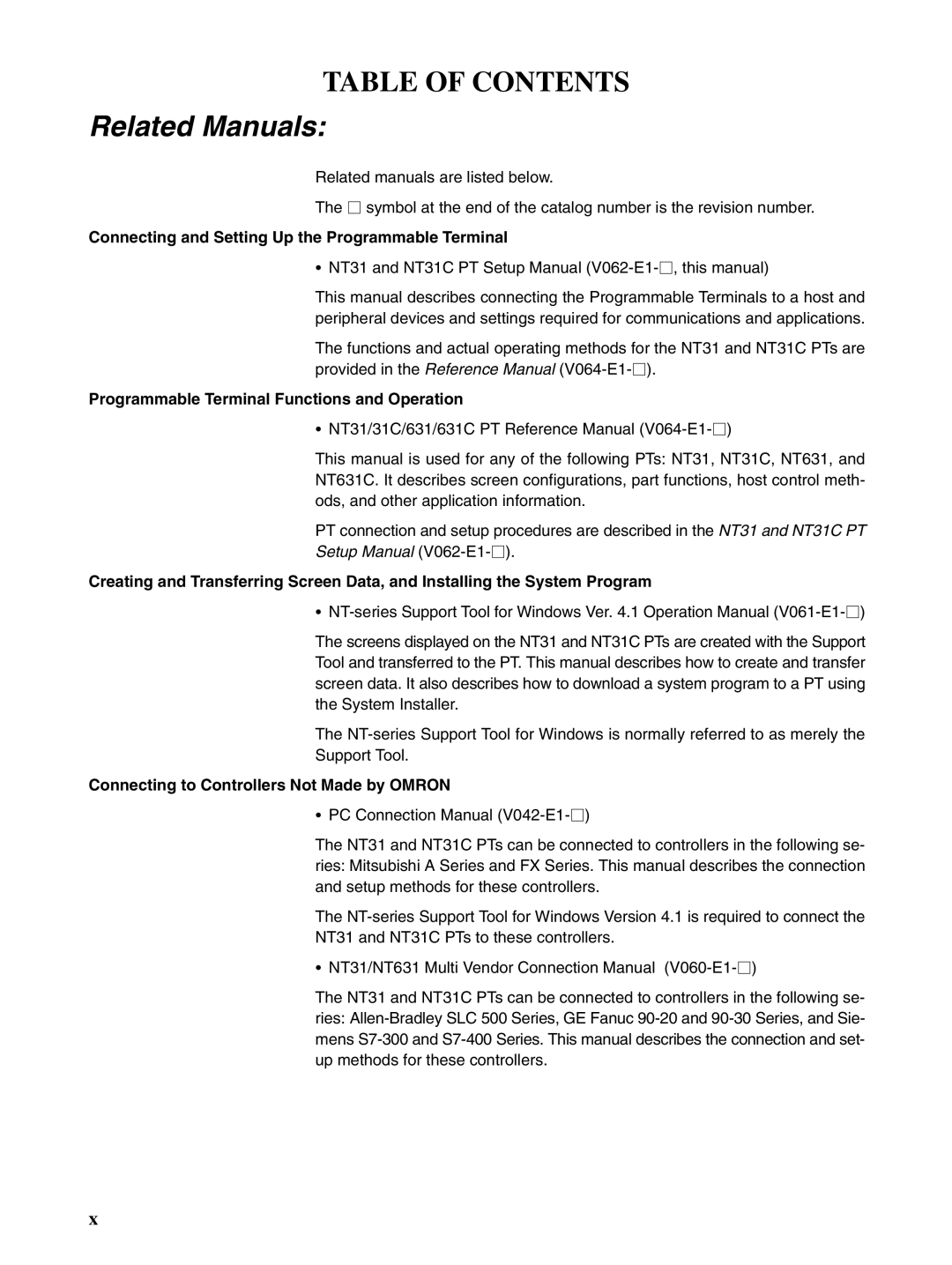 Omron NT31 NT31C manual Connecting and Setting Up the Programmable Terminal, Programmable Terminal Functions and Operation 