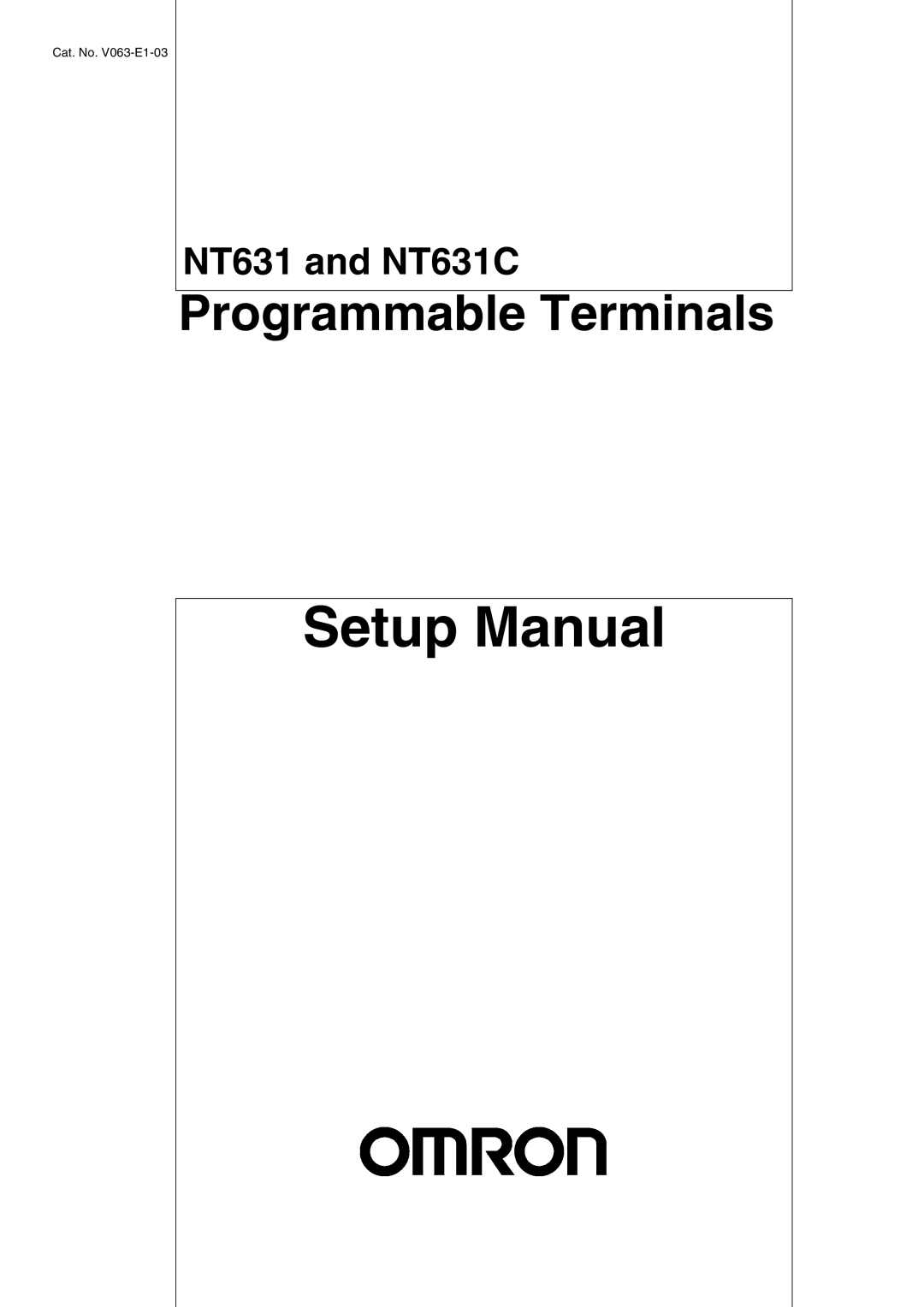 Omron NT631C manual Setup Manual 