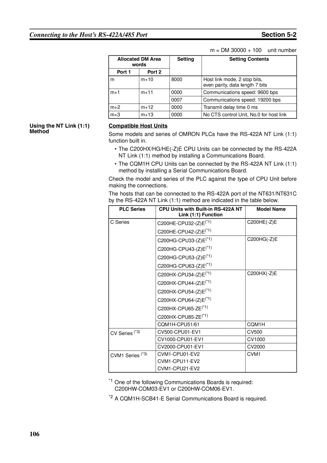 Omron NT631C manual Using the NT Link 11 Method, = DM 30000 + 100 ⋅ unit number 