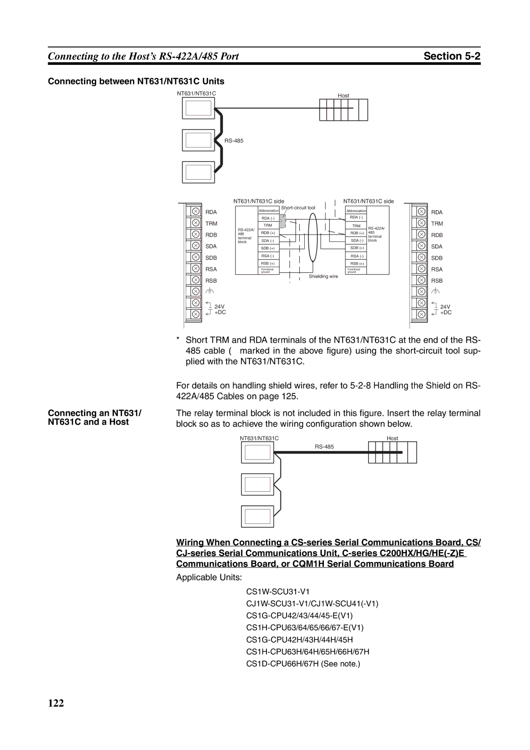 Omron manual Connecting an NT631/ NT631C and a Host 