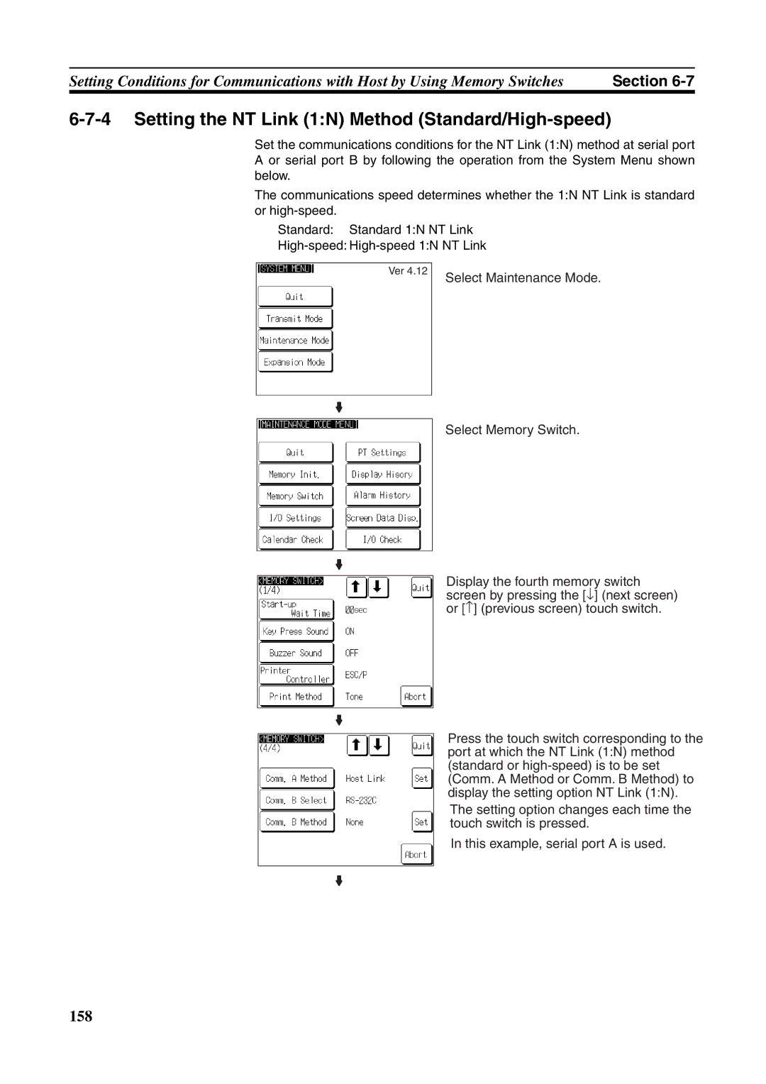 Omron NT631C manual Setting the NT Link 1N Method Standard/High-speed, Select Maintenance Mode 