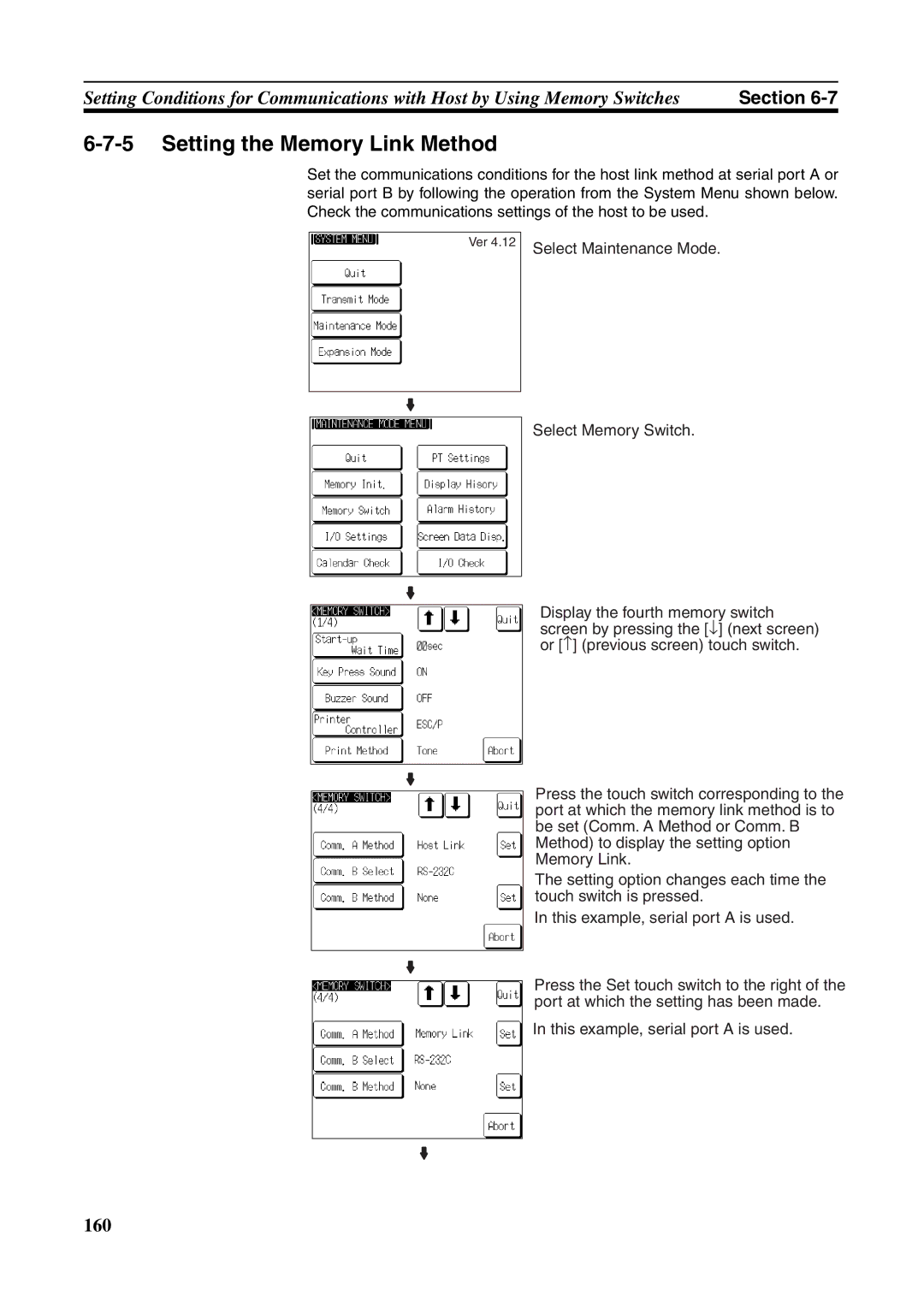 Omron NT631C manual Setting the Memory Link Method 