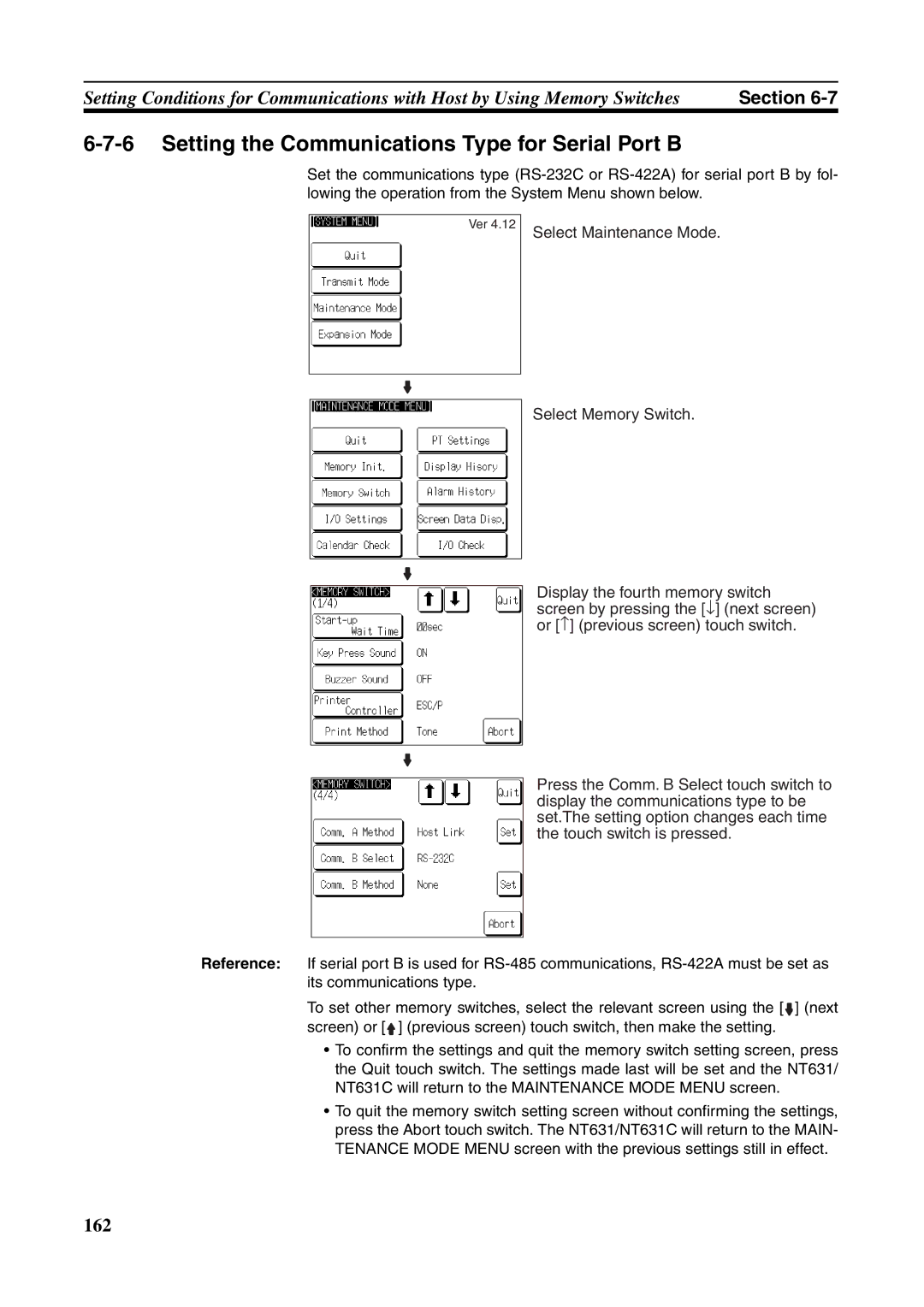 Omron NT631C manual Setting the Communications Type for Serial Port B, Select Maintenance Mode 