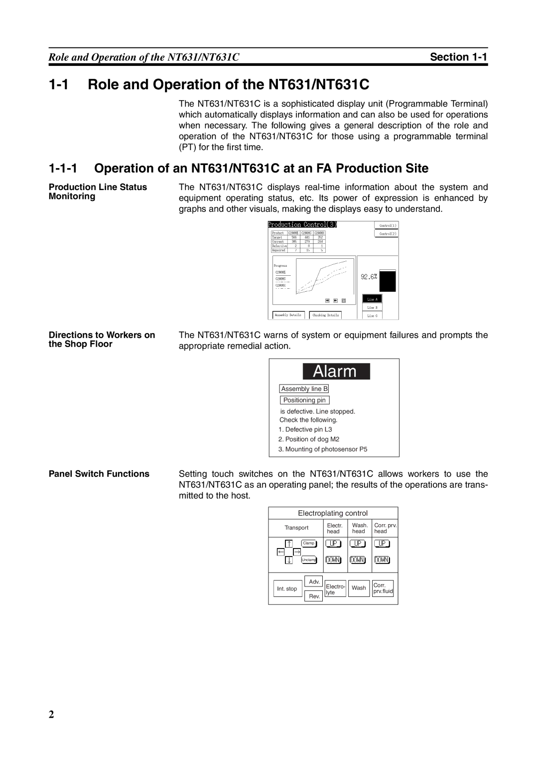 Omron Role and Operation of the NT631/NT631C, Operation of an NT631/NT631C at an FA Production Site, Mitted to the host 