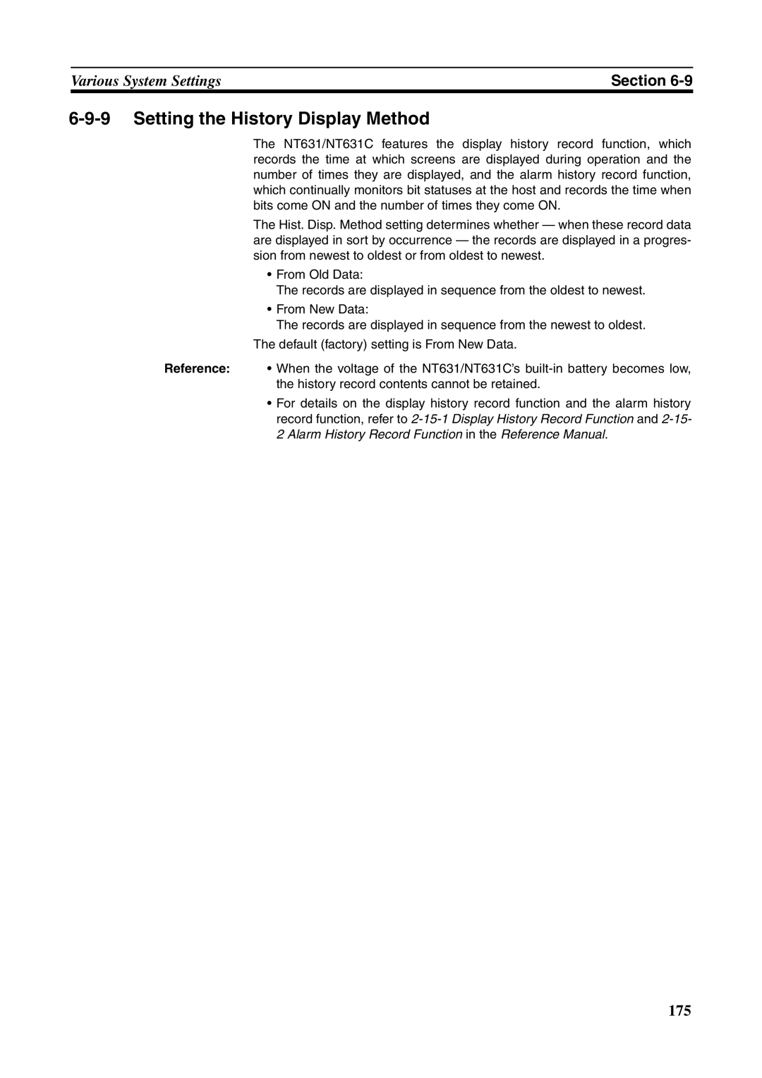 Omron NT631C manual Setting the History Display Method 