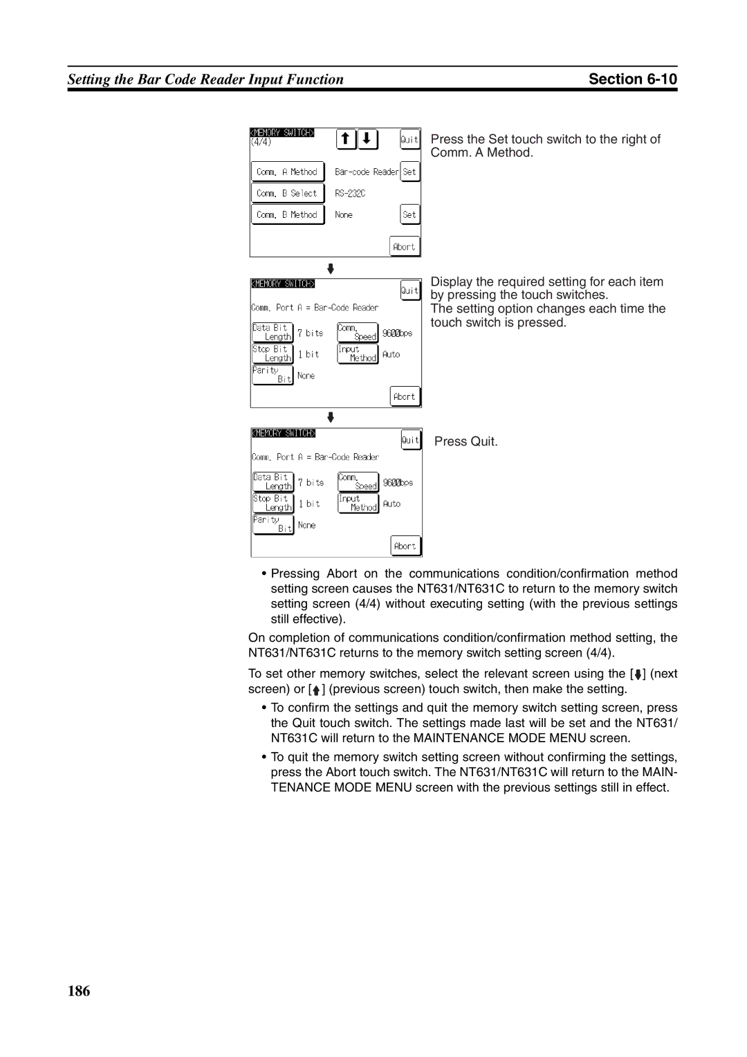 Omron NT631C manual 186 