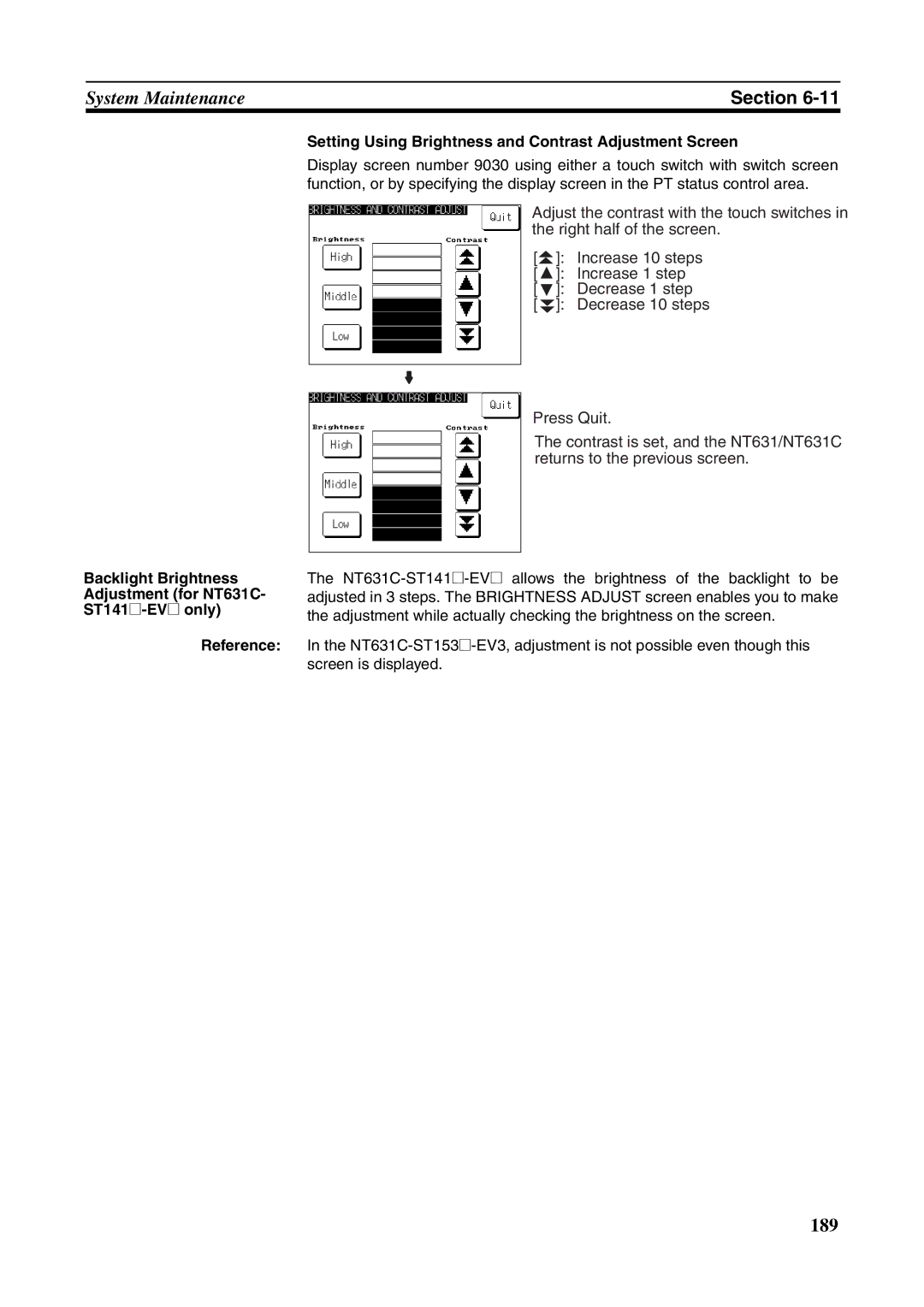 Omron NT631C manual 189 