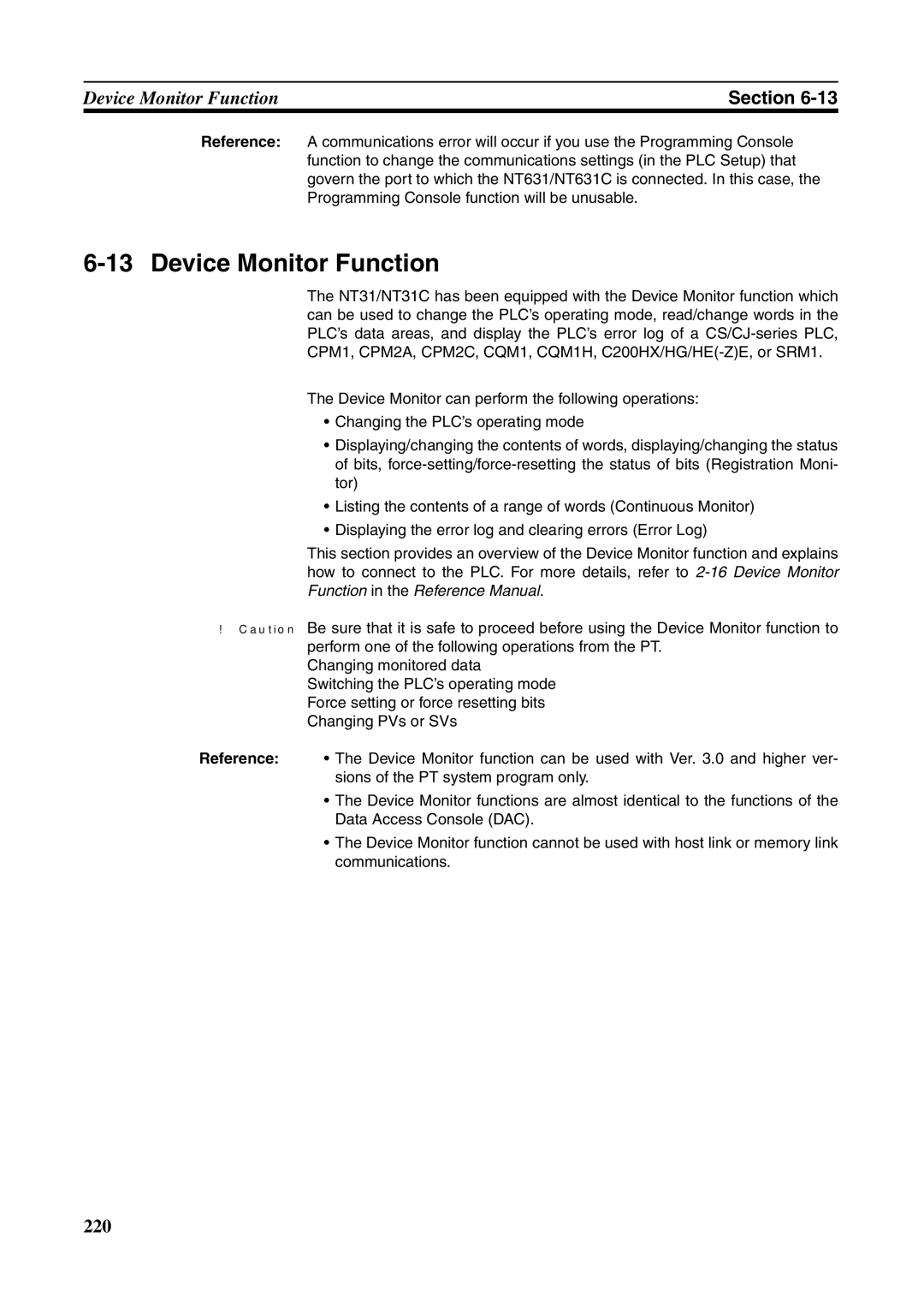 Omron NT631C manual Device Monitor Function 