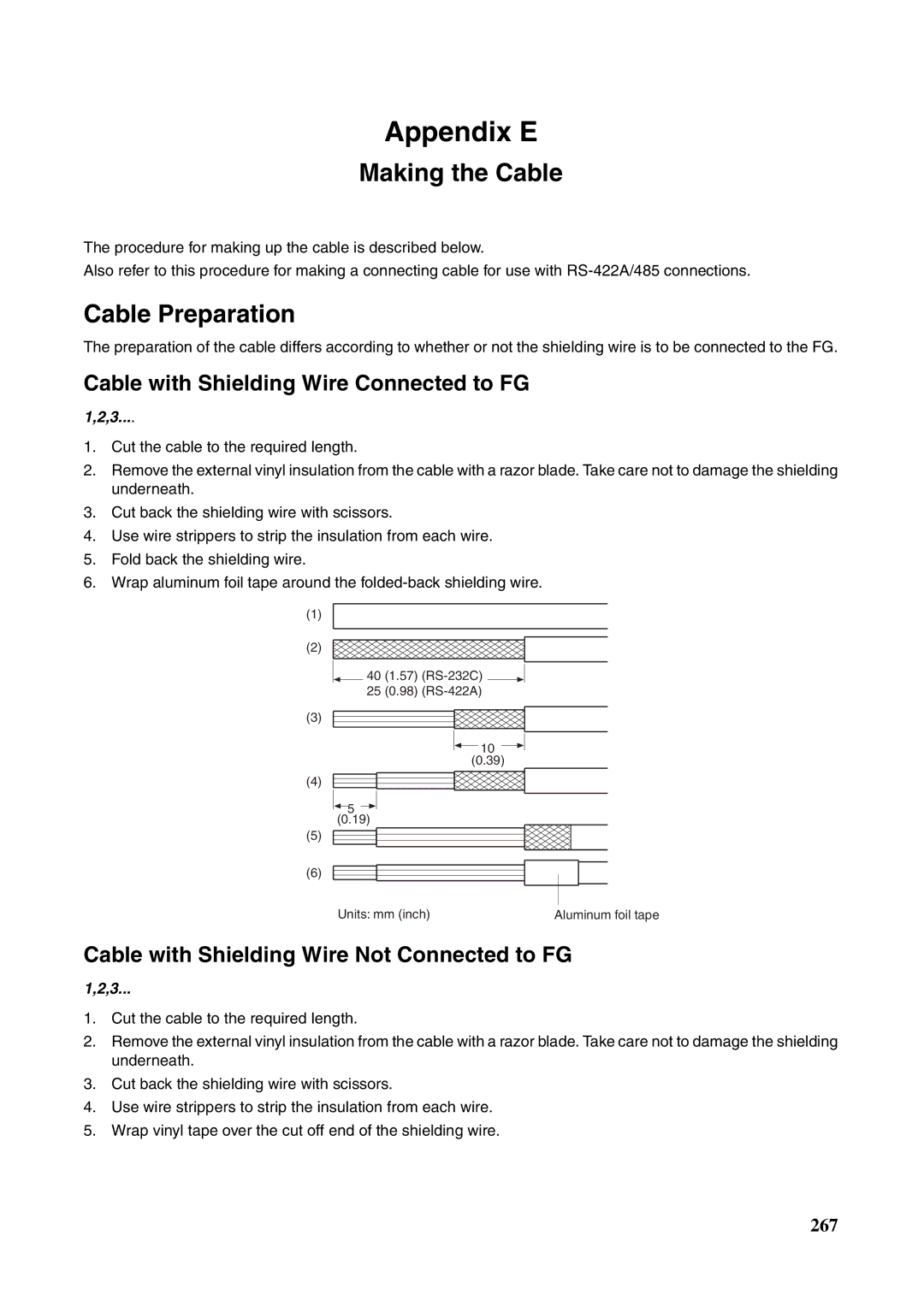 Omron NT631C manual Making the Cable, Cable Preparation, Cable with Shielding Wire Connected to FG 