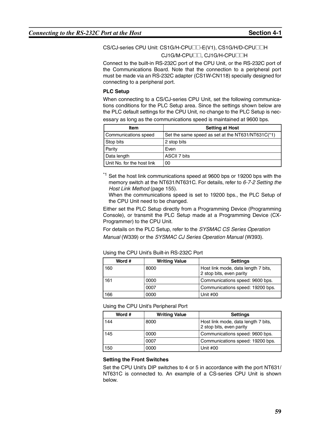 Omron NT631C manual CS/CJ-series CPU Unit CS1G/H-CPU@@-EV1, CS1G/H/D-CPU@@H, Using the CPU Unit’s Peripheral Port 