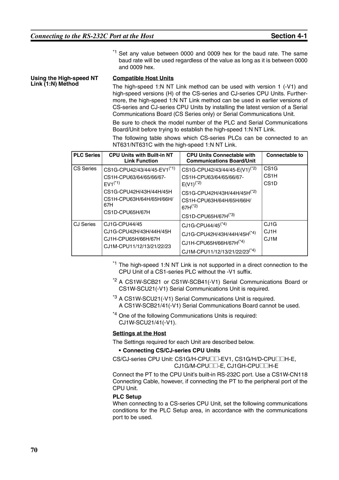 Omron NT631C manual Using the High-speed NT Link 1N Method, Settings required for each Unit are described below 