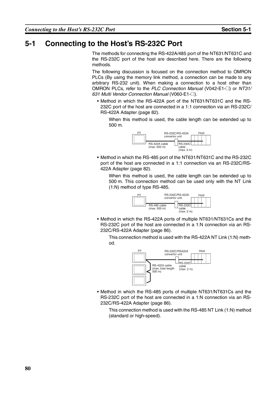 Omron NT631C manual Connecting to the Host’s RS-232C Port 