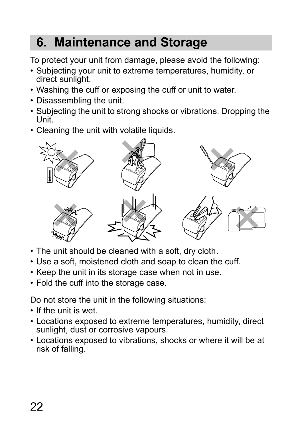 Omron R2 instruction manual Maintenance and Storage 