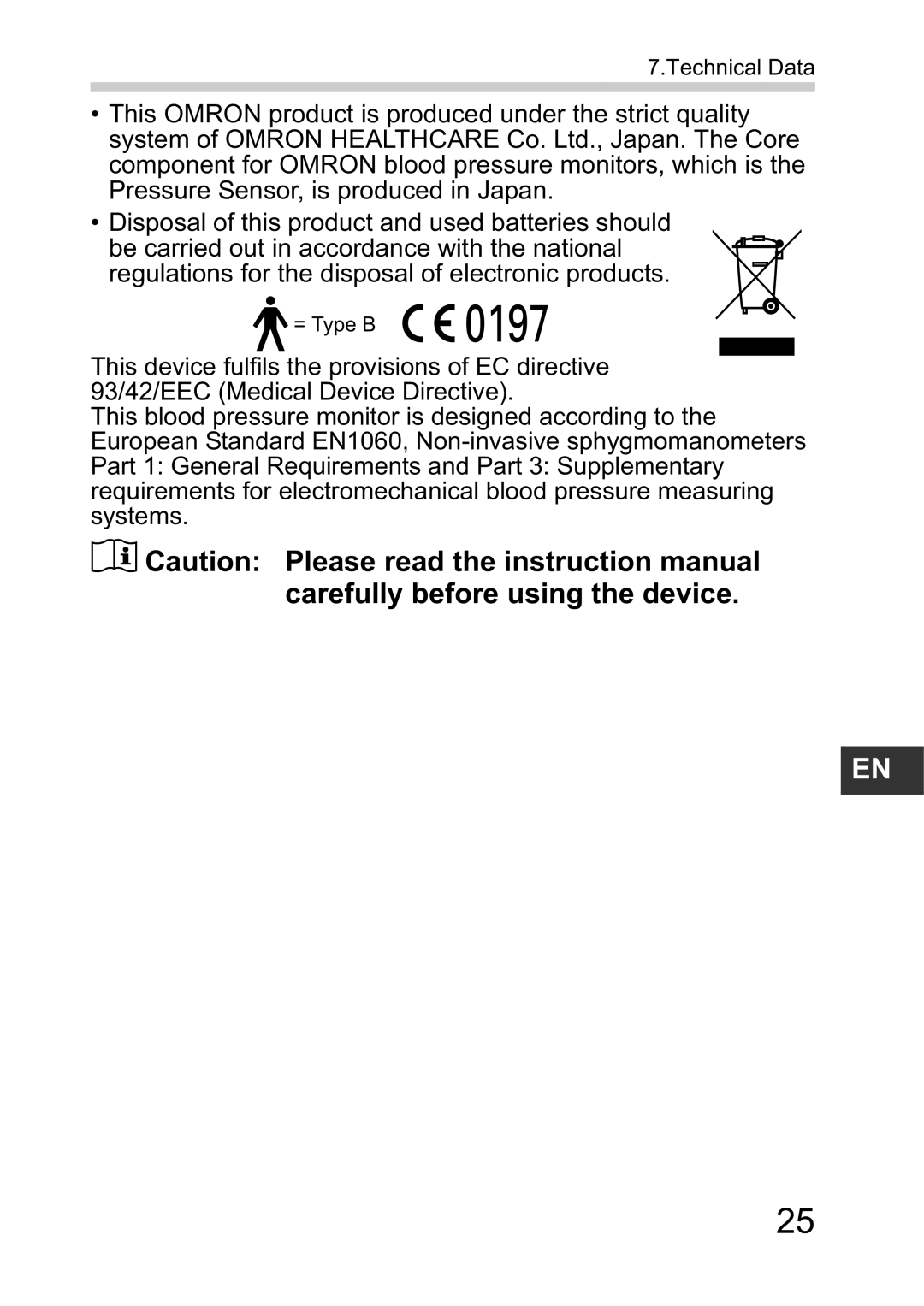 Omron R2 instruction manual Technical Data 