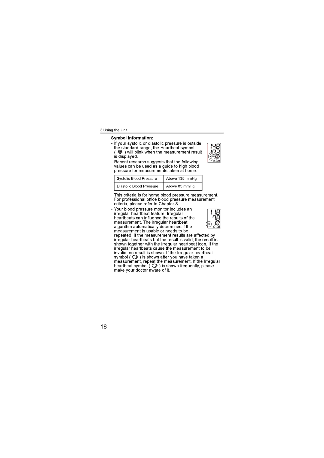 Omron R3-1 Plus instruction manual Symbol Information, Will blink when the measurement result is displayed 