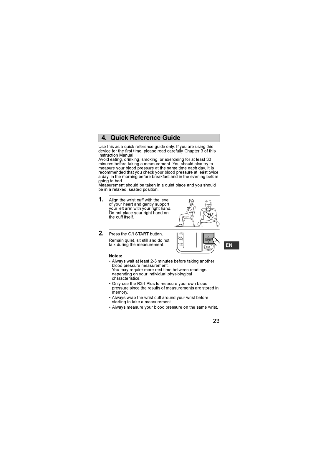 Omron R3-1 Plus instruction manual Quick Reference Guide 