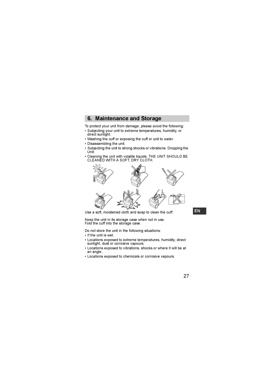 Omron R3-1 Plus instruction manual Maintenance and Storage 