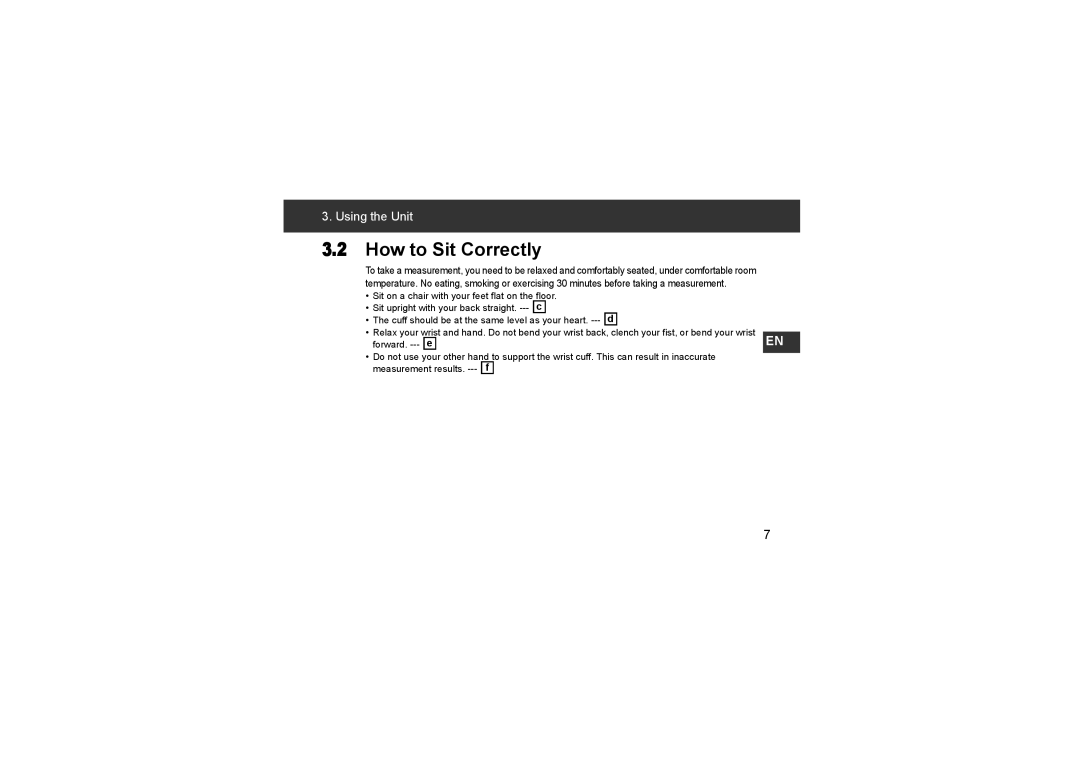 Omron R3 instruction manual How to Sit Correctly 