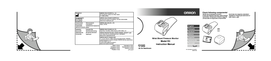 Omron instruction manual Wrist Blood Pressure Monitor, Check following components, Model R3 Instruction Manual 