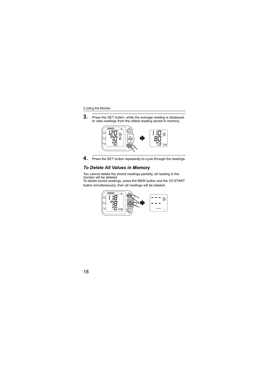 Omron R6 instruction manual To Delete All Values in Memory 