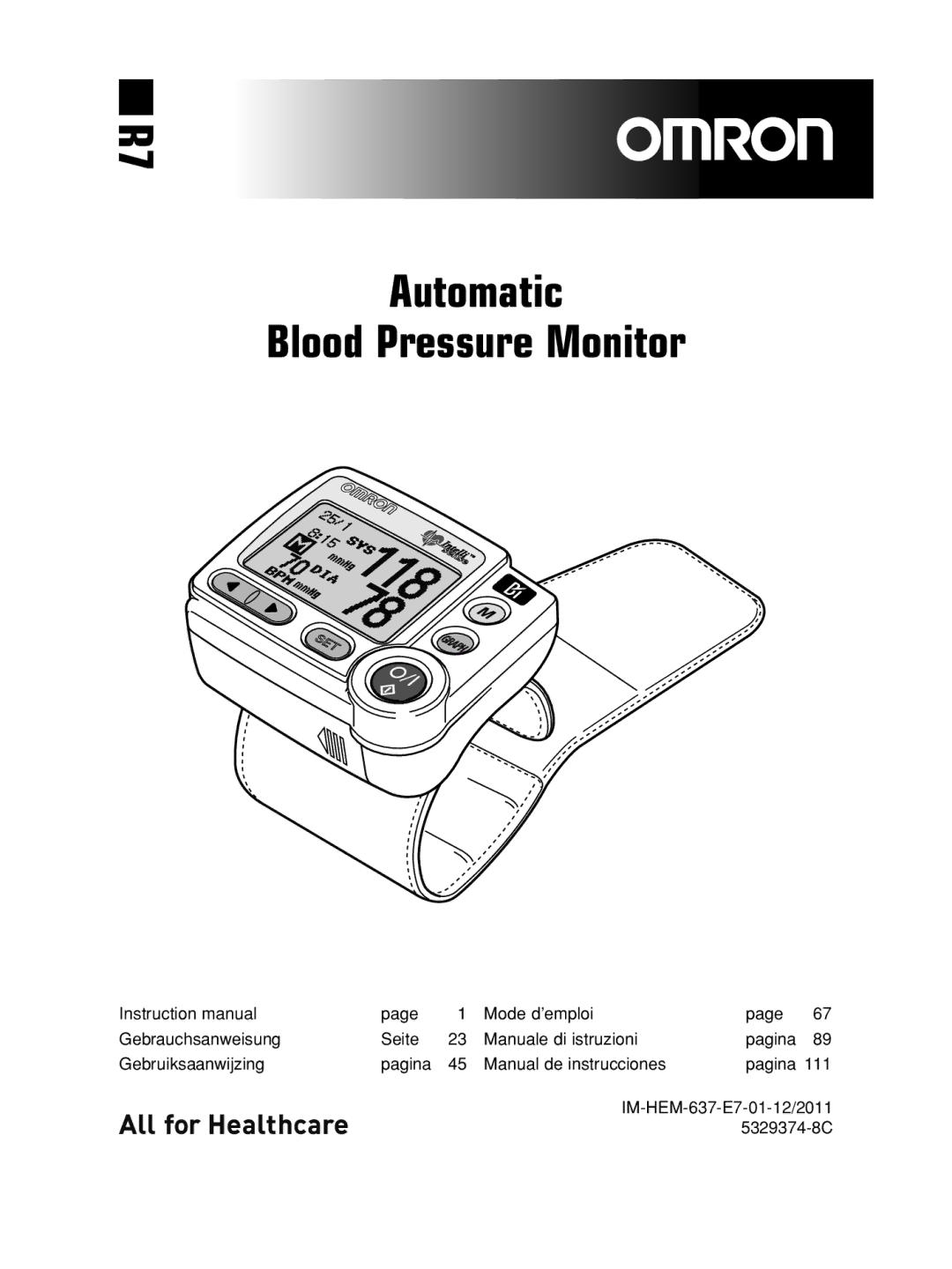 Omron R7 instruction manual Automatic Blood Pressure Monitor 