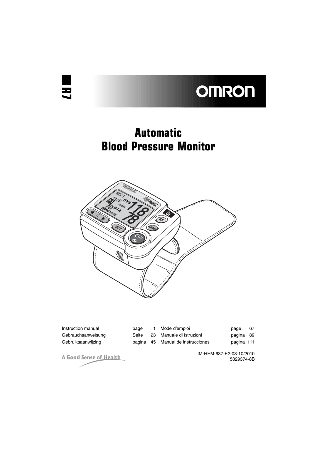 Omron R7 instruction manual Automatic Blood Pressure Monitor 