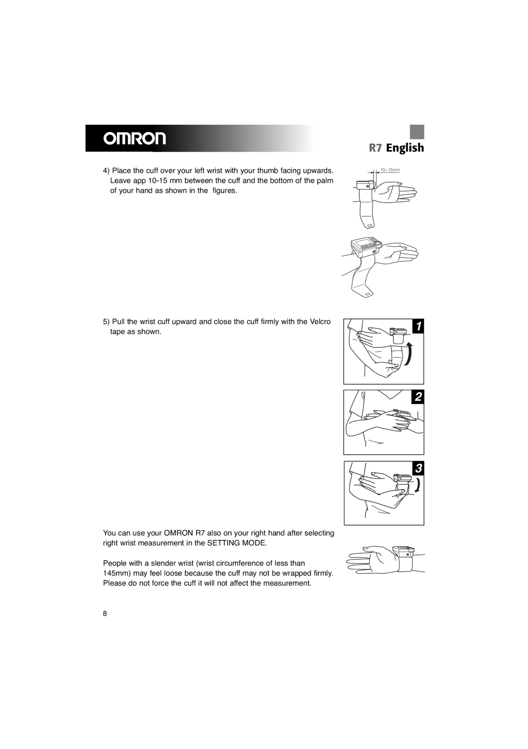 Omron R7 instruction manual 10~15mm 