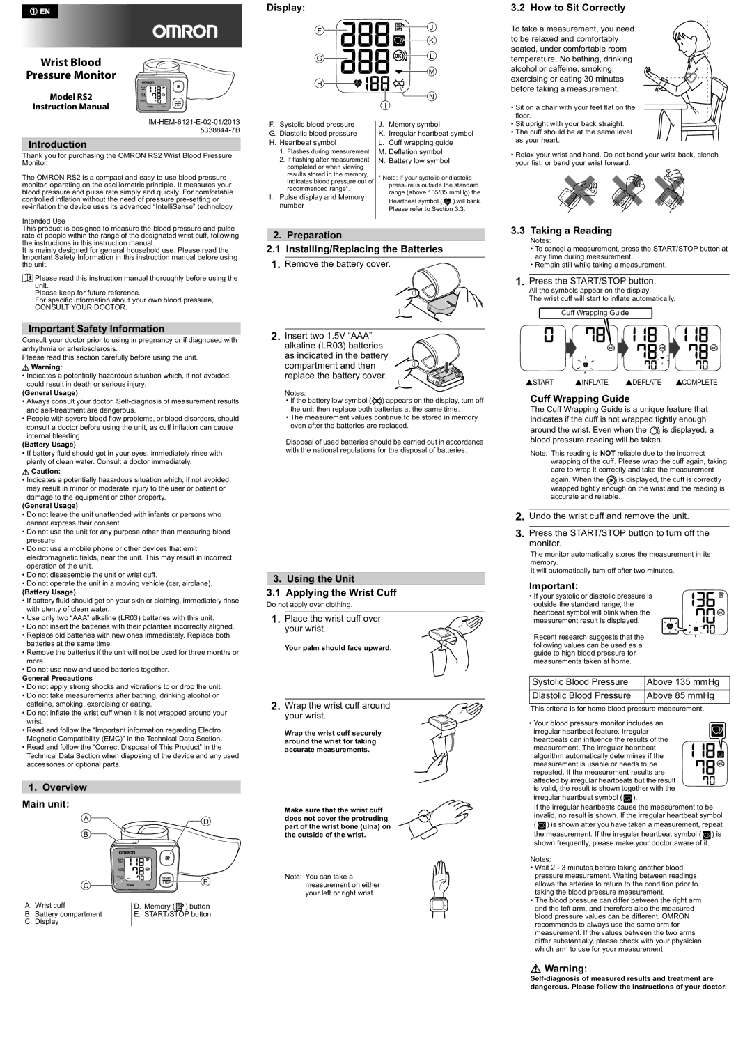 Omron rs2 instruction manual Model RS2, Introduction, Important Safety Information, Overview Main unit, Display 