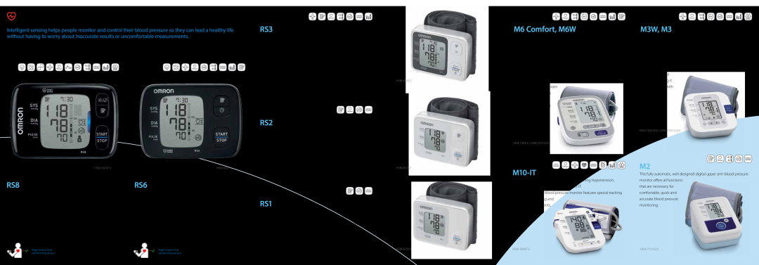 Omron HEM-6130-E, RS3 manual M3W, M3, M10-IT, M6 Comfort, M6W, The monitor you can rely on, More monitoring for your money 