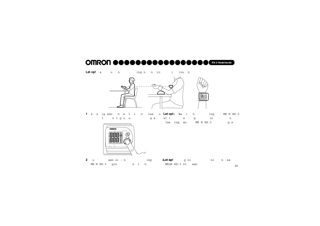 Omron RX-3 instruction manual SYSmmHgMEMORY 