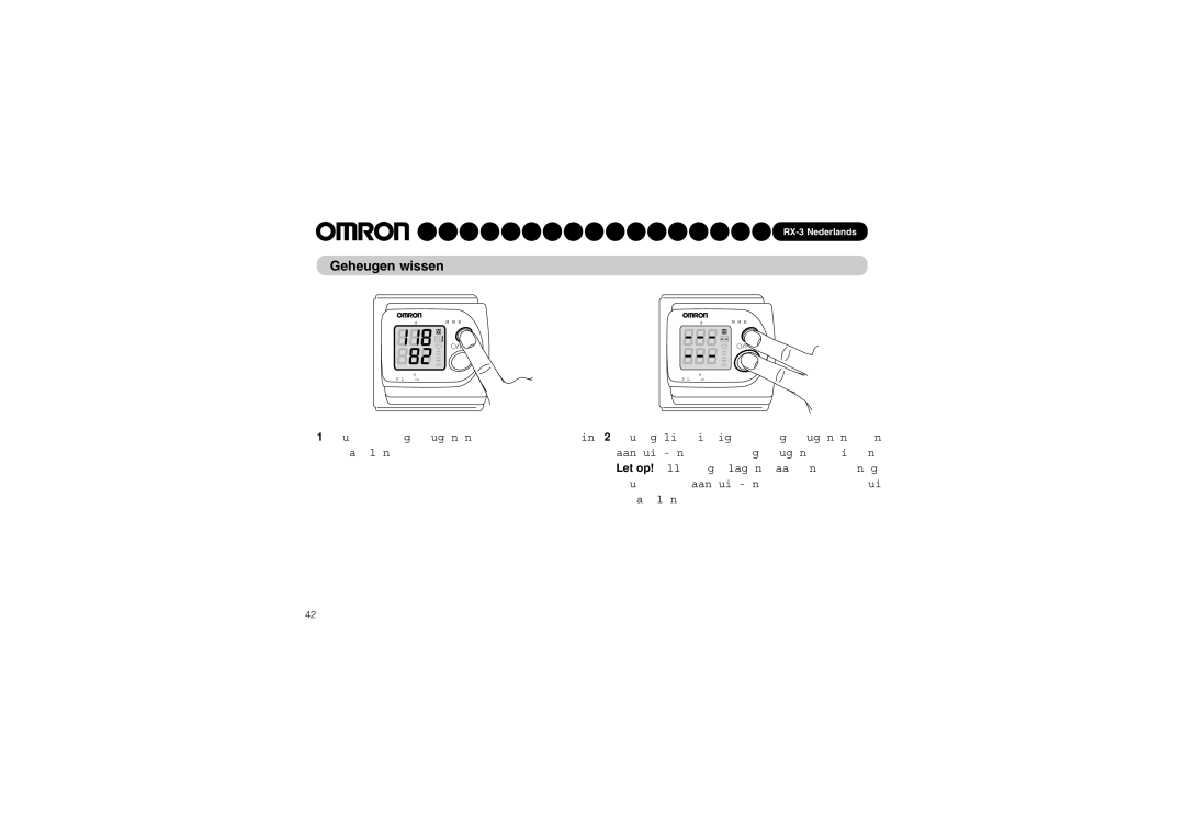 Omron RX-3 instruction manual Geheugen wissen 