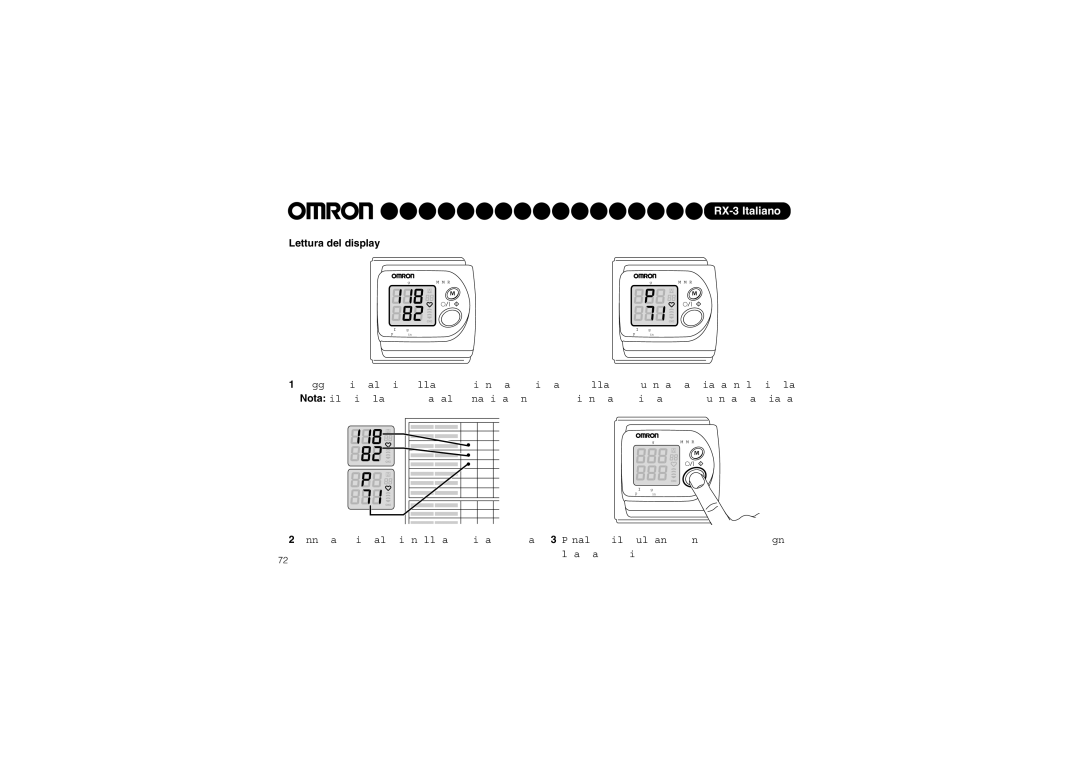 Omron RX-3 instruction manual Lettura del display 