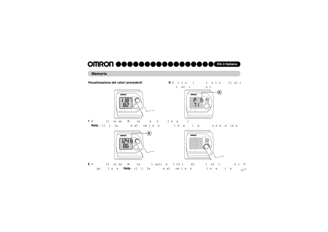 Omron RX-3 instruction manual Memoria, Visualizzazione dei valori precedenti 