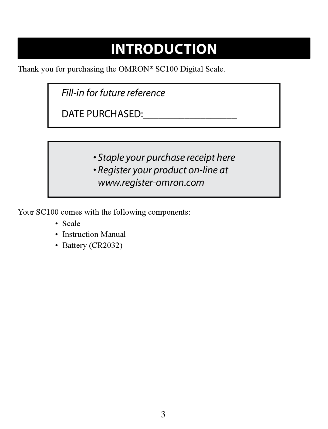 Omron SC100 instruction manual Introduction 