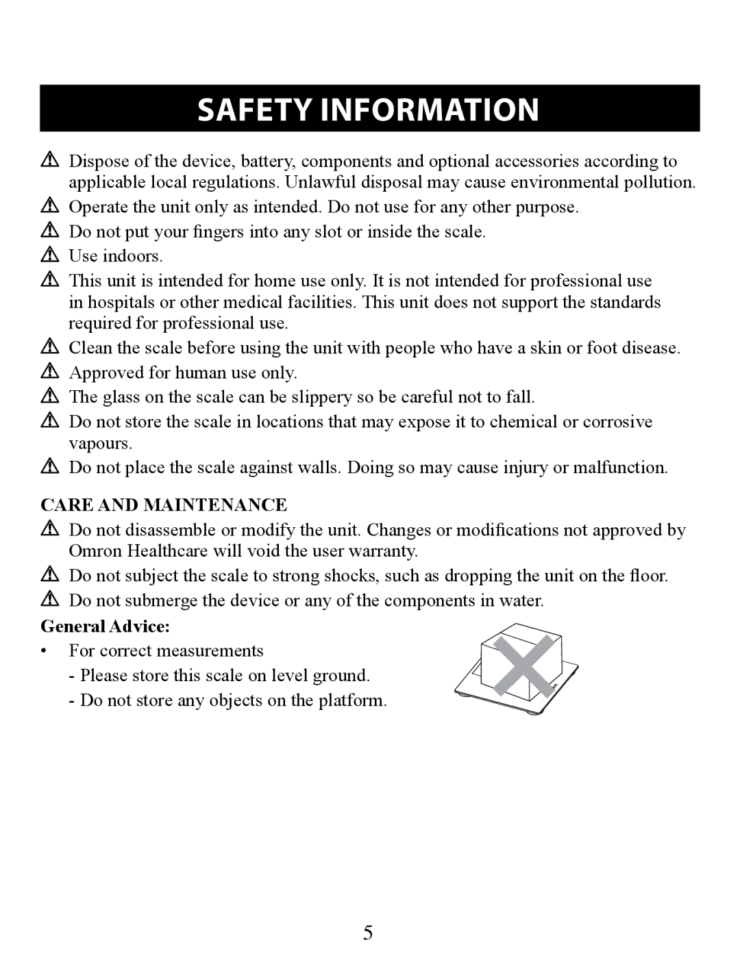 Omron SC100 instruction manual Care and Maintenance, General Advice 