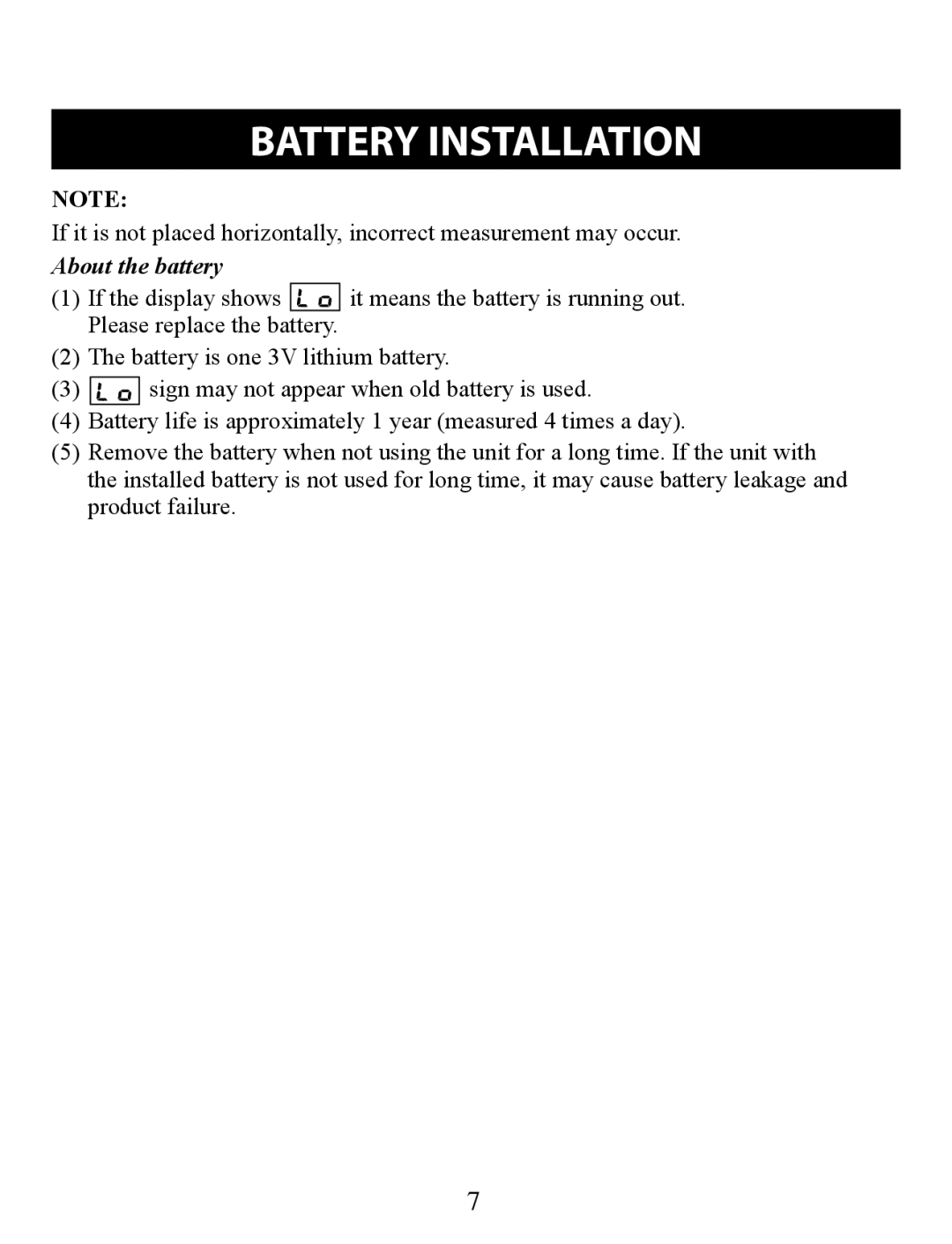 Omron SC100 instruction manual About the battery 