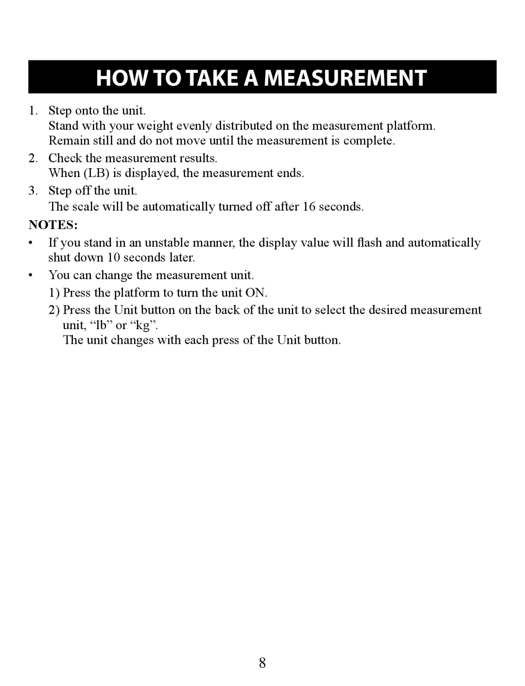 Omron SC100 instruction manual HOW to Take a Measurement, Step onto the unit 