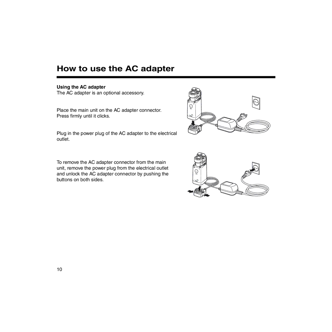 Omron U22 instruction manual How to use the AC adapter, Using the AC adapter 