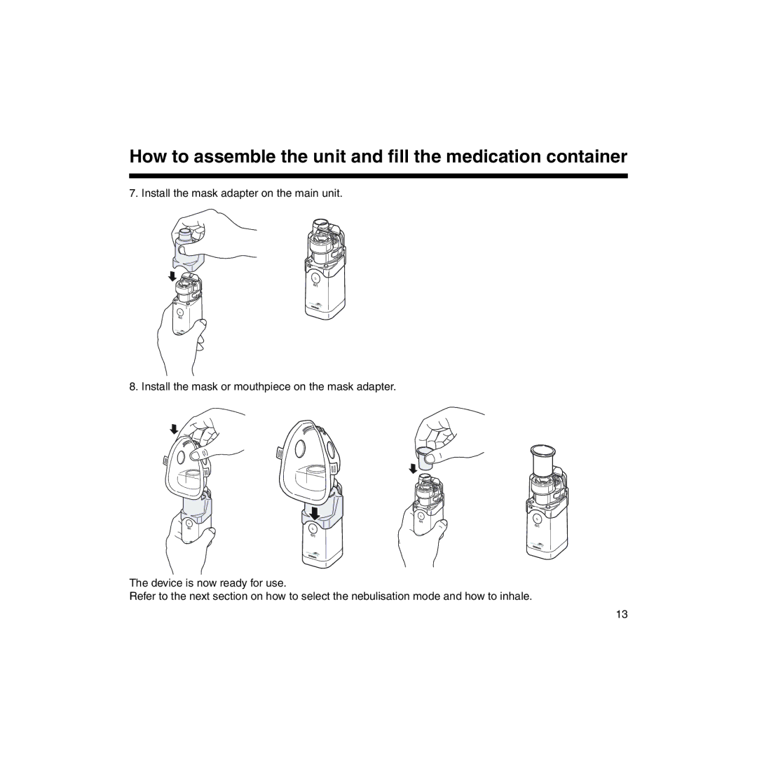 Omron U22 instruction manual How to assemble the unit and ﬁll the medication container 