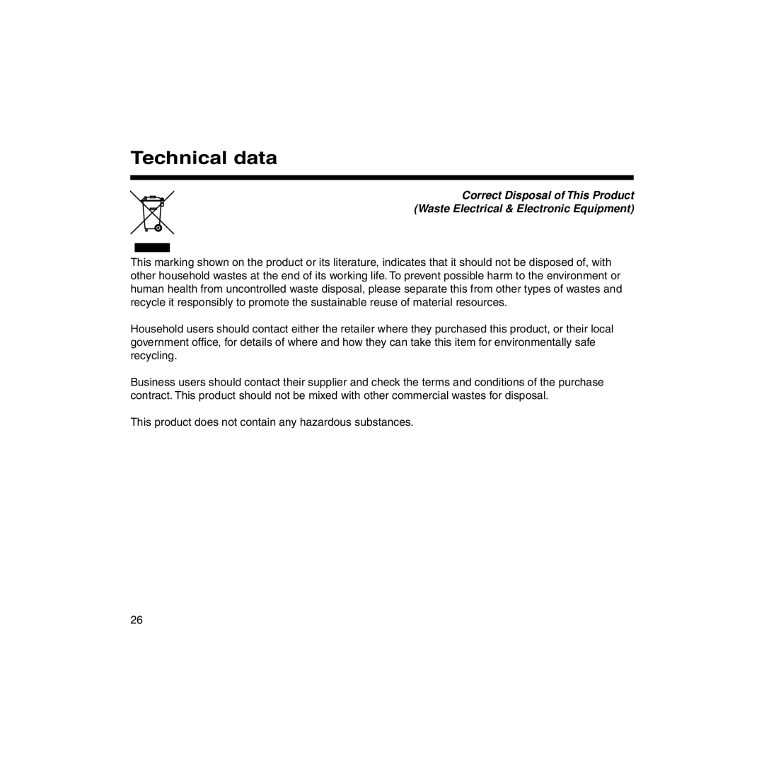 Omron U22 instruction manual Technical data 