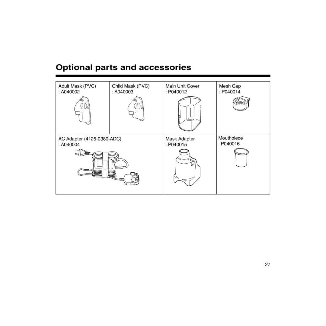 Omron U22 instruction manual Optional parts and accessories 