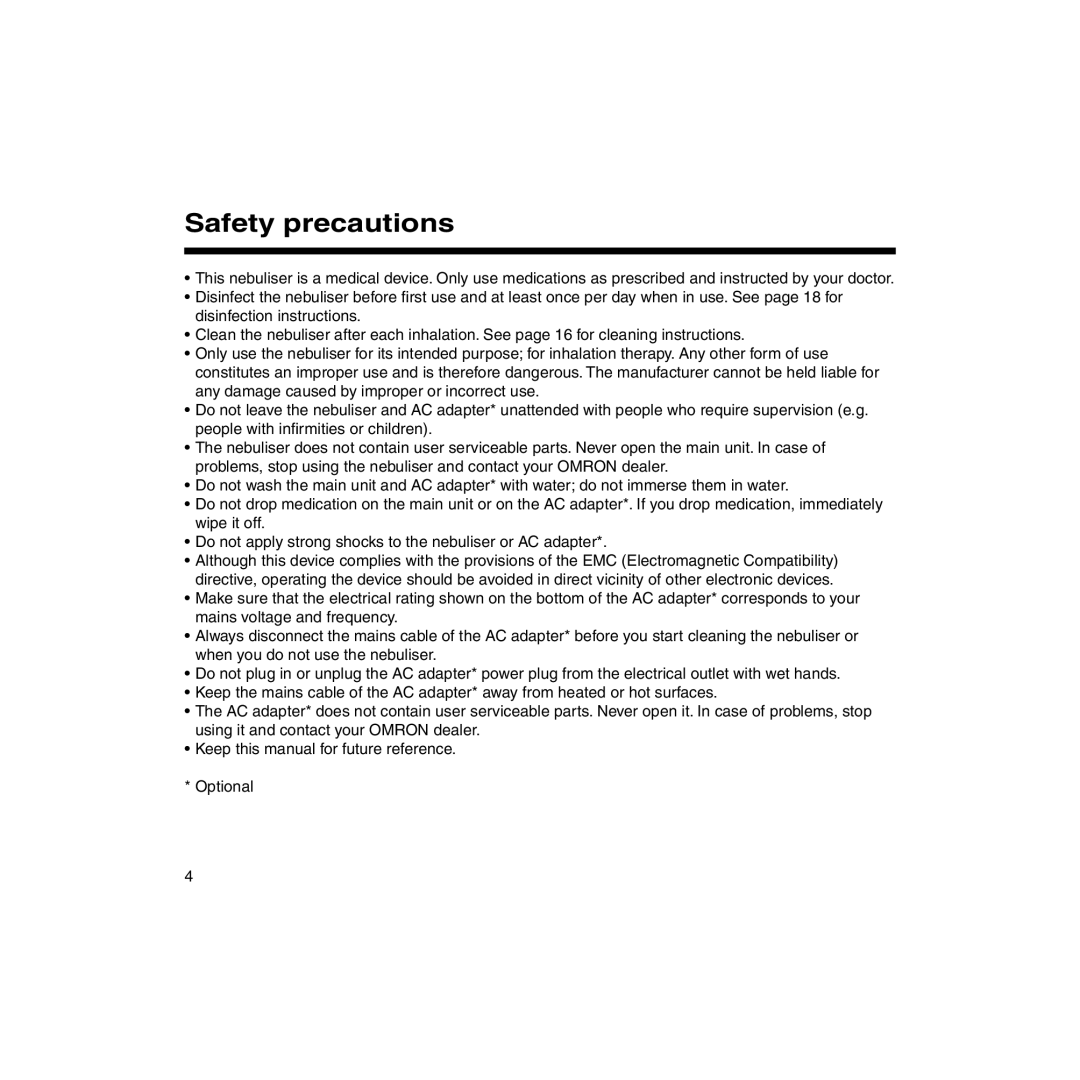 Omron U22 instruction manual Safety precautions 