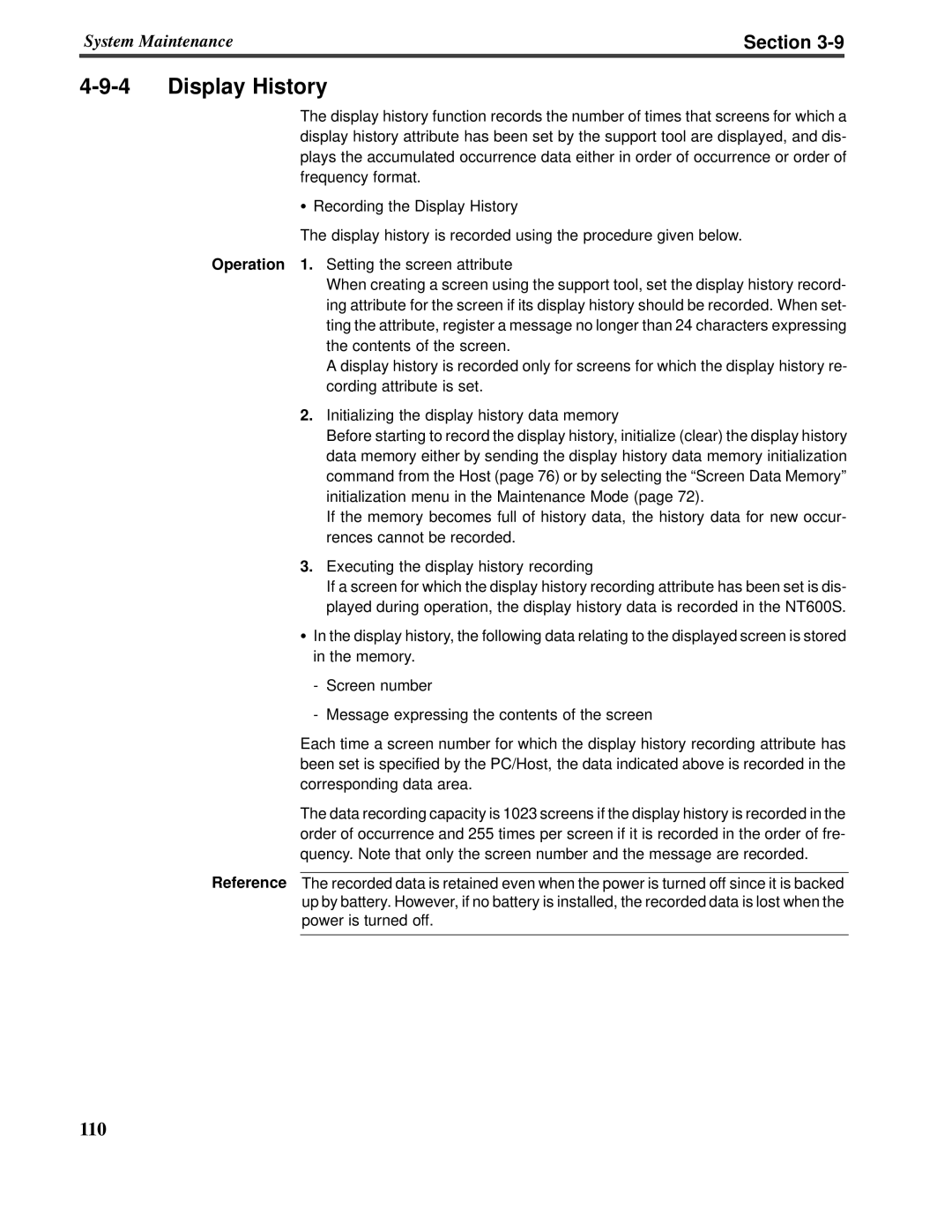 Omron V022-E3-1 operation manual 4-9-4Display History, Section 